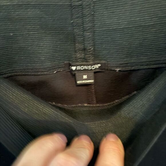 I ❤️ Ronson Black Leggings with Faux Leather Side Detail size M - Picture 4 of 6